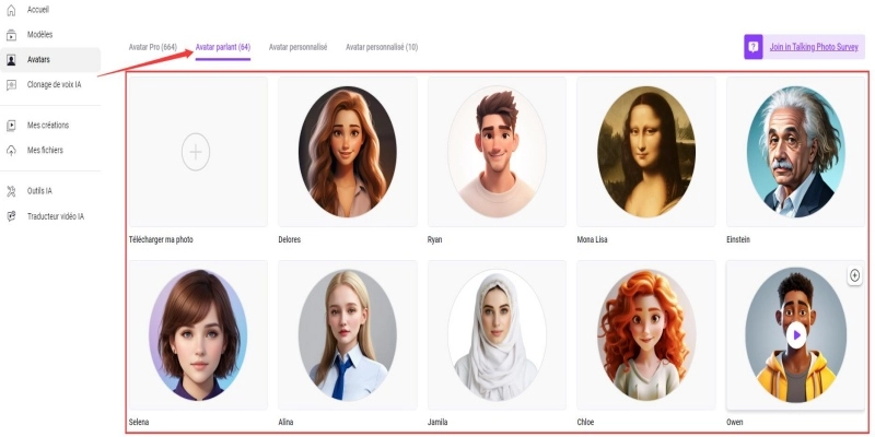 choisir avatar pour utiliser la synchronisation labiale ia