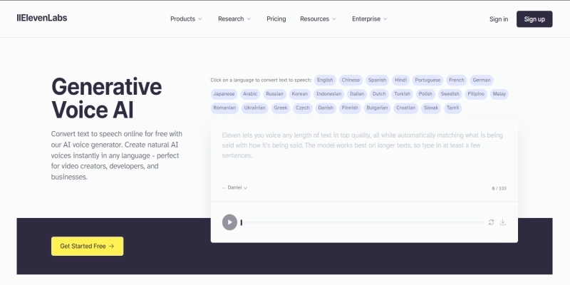 elevenlab ia qui lit un texte a haute voix en ligne