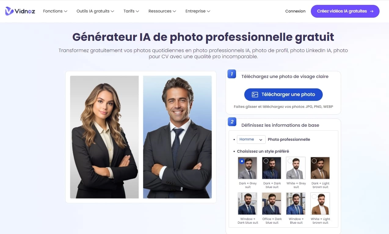 ia photo profil gratuit vidnoz
