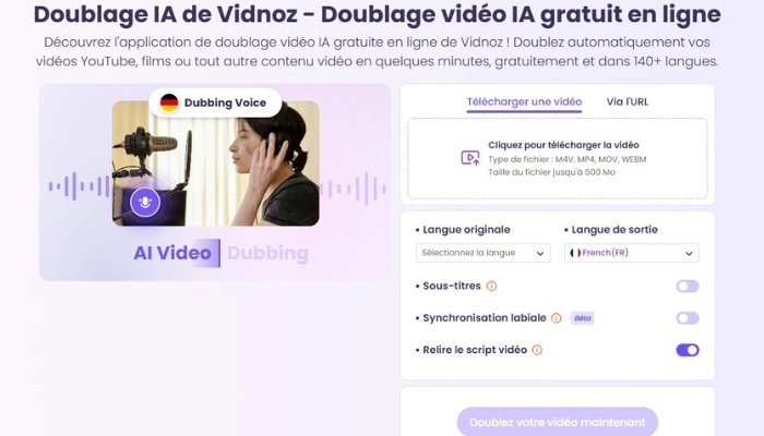 vidnoz application de doublage de film ia