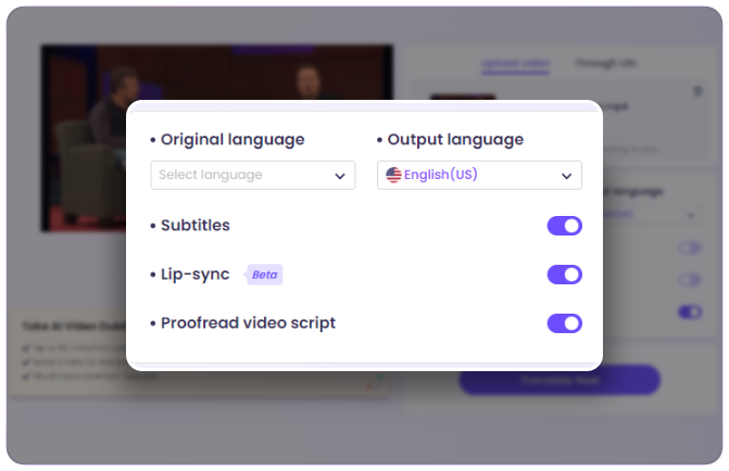 Doubler une vidéo avec le dubbing IA de Vidnoz - étape 2